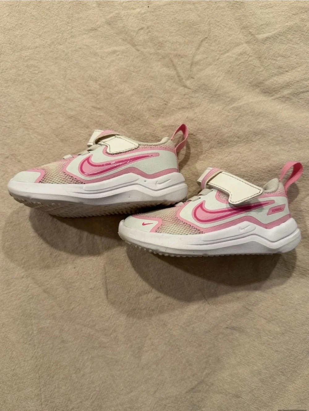 5C Toddler Pink and White Velcro Sneakers Ultra Lightweight